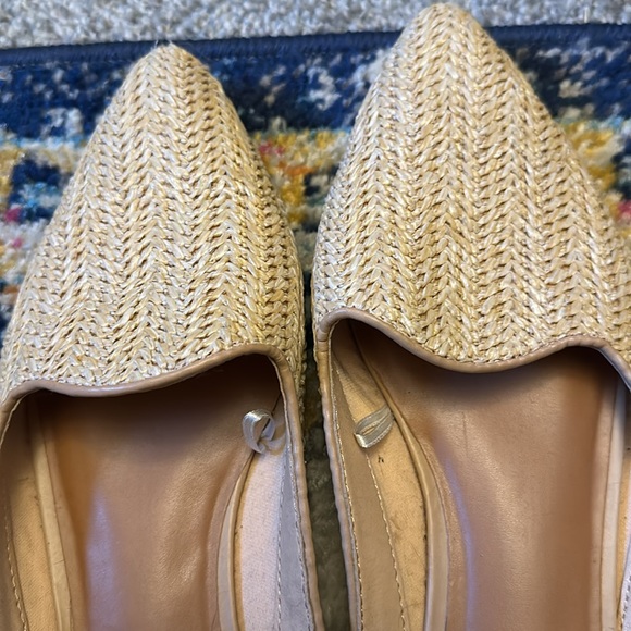 Time and Tru // wicker woven pointed toe backless loafer flats - Picture 2 of 5